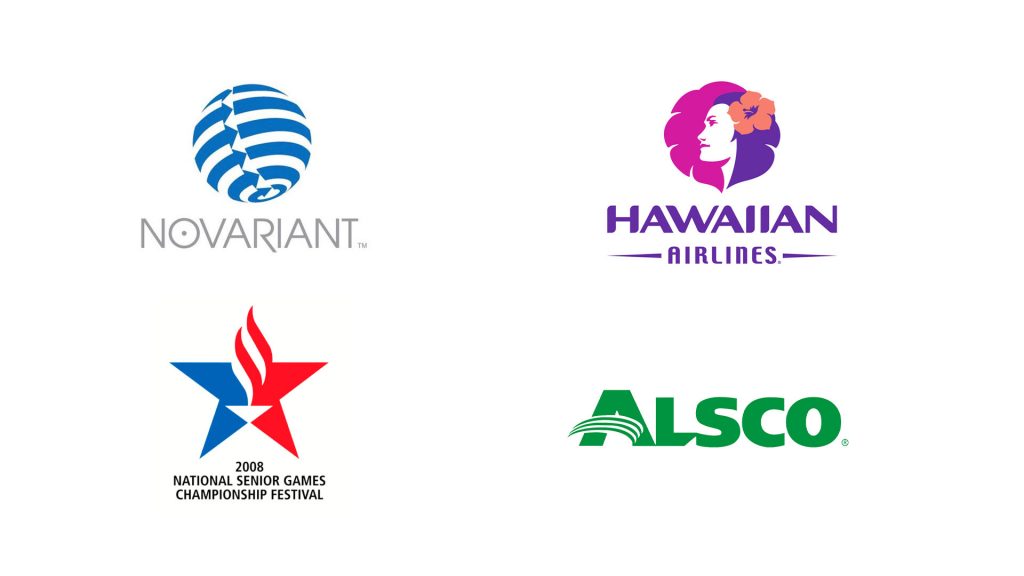 Novariant, Hawaiian Airlines, National Senior Games Championship Festival and ALSCO logos