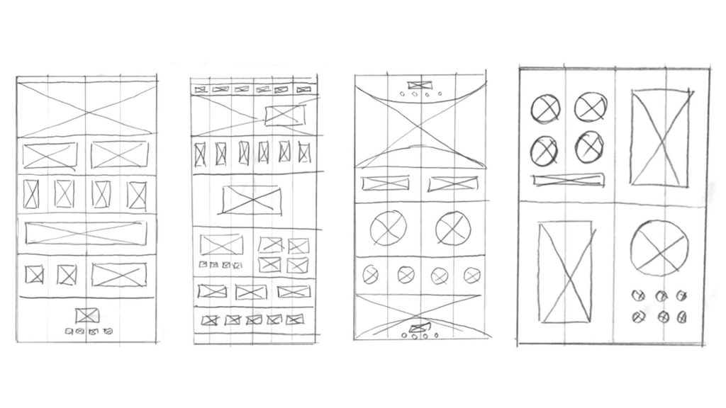 Wireframe sketches using shapes
